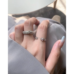 Minimalist S925 silver stacked rings set with sparkling micro-pave zircon gemstones
