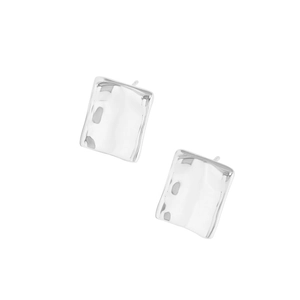 Minimalist S925 sterling silver geometric square earrings with hammered texture surface