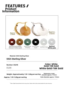 Detail of S925 sterling silver hoop earrings with interchangeable gemstone beads