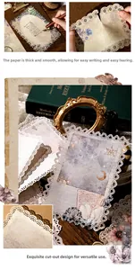 Détail de papier dentelle vintage découpé au laser avec motifs célestes pour collages