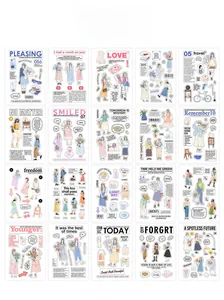 Detailed catalog showing 20 sheets of vintage girl character aesthetic DIY stickers