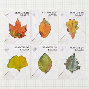 Set of 100pcs PET waterproof vintage botanical leaf stickers in six seasonal styles