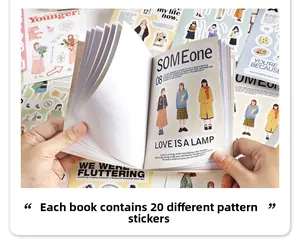 Detail showing 20 sheets of romantic daily themed sticker book with girl illustrations