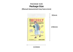 Detailed view of romantic daily theme stickers with size dimensions and 20 sheets count