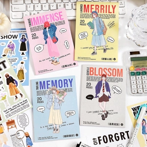 Romantic Daily Series Girl Illustration Sticker Book Scrapbooking DIY Decorative Background Self Adhesive Stationery Stickers