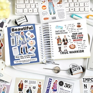Romantic Daily stickers set featuring girls and desserts for DIY scrapbooking decor