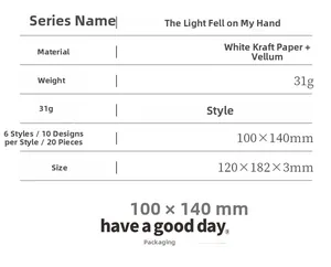 Specifications of decorative textured paper for journaling with dimensions and material
