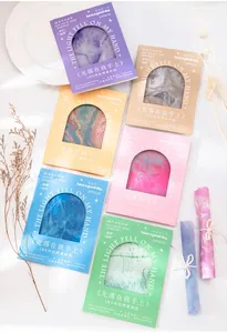 Detail showing 6 packs of INS style textured craft paper with marble fluid patterns