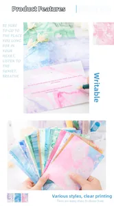 Detailed close-up of macaron-colored marble texture stationery paper for journaling decoration