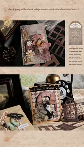 Detailed view of vintage window and door frame stickers for junk journal collage