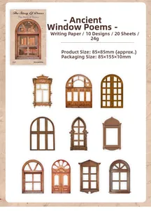 Detail view of 10 vintage window-style hollow decorative paper cards for DIY scrapbooking