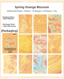 Detailed grid view of 10 orange marble texture papers for scrapbooking and decoration