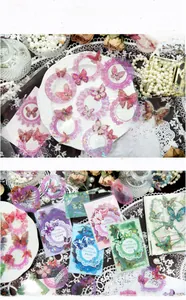 Lace Garden butterfly PET stickers with gold foil details for DIY journal decoration