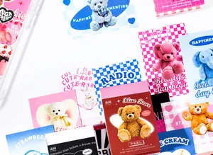 Flat lay of colorful 50-sheet cartoon animal sticker books in cute assorted styles
