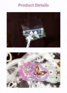 Macro view of laser iridescent butterfly PET stickers with gold foil lace details