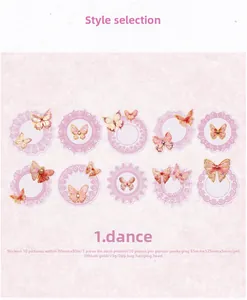 Detailed view of 10-piece PET lace butterfly stickers with gold foil for DIY journaling