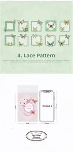 Detailed PET lace butterfly stickers with gold foil finish for scrapbooking DIY