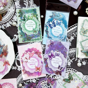 Vintage gold foil lace butterfly stickers in 4 colors for DIY scrapbooking decoration