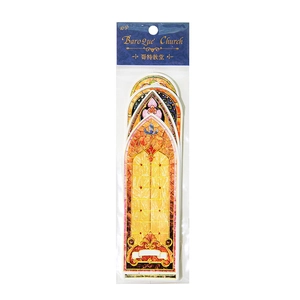 Baroque Church style stained glass window stickers with gold stamping for DIY journals