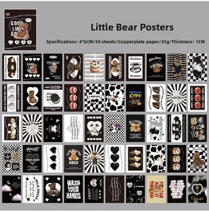 Detail of 50-sheet teddy bear sticker set featuring various cute designs in 4x6cm size