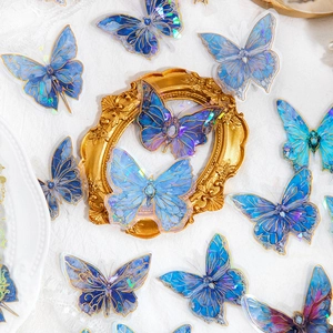 Golden Dawn holographic butterfly PET stickers for DIY scrapbooking decoration