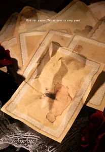 Detail von Vintage Scrapbook Papier mit Spitzenmuster und gealterter Kaffeetextur