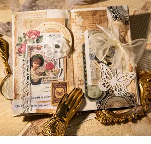 Details von Vintage Scrapbooking Material mit Spitzen-Texturen und Retro-Papier Akzenten