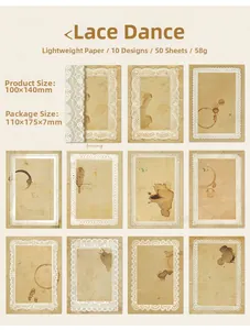 Detailansicht von 10 Vintage-Spitzenmustern auf leichtem Schreibwaren-Hintergrundpapier