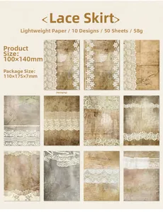 Details von 50 Blatt Retro-Spitzenpapier mit floralen Motiven für Scrapbooking-Deko