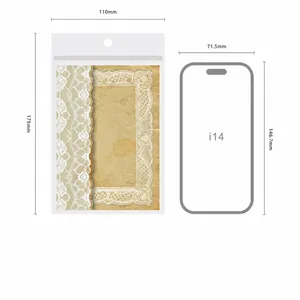Detailansicht der 110x175mm Vintage-Spitzenpapiergröße im Vergleich zum Smartphone