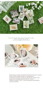 Autocollants de fleurs style timbre sur herbe avec livre vintage pour scrapbooking