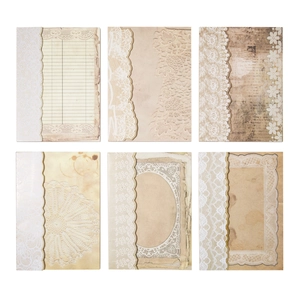 Collection de papier scrapbooking dentelle vintage avec 50 feuilles et 6 motifs rétro