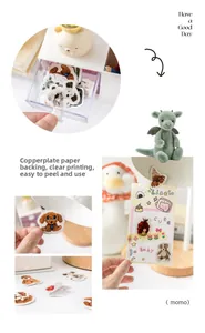 Détail d'autocollants animaux haute définition montrant l'adhésif facile à décoller sur papier