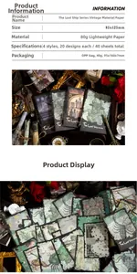 Vista macro de papel decorativo vintage serie Lost Ark para scrapbooking y manualidades