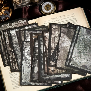 Papel de scrapbooking steampunk con engranajes y relojes sobre fondo antiguo