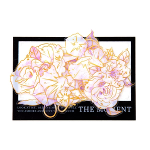 Floral PET stickers with gold outlines for DIY planners and decorative scrapbooking