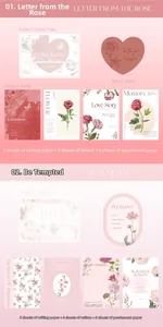 Λεπτομέρεια σετ scrapbooking με λουλούδια και υφές από περγαμηνή και μαργαριταρένιο χαρτί
