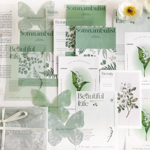 Διακοσμητικό χαρτί scrapbooking με πράσινα φυτά και πεταλούδες για δημιουργικά ημερολόγια