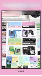 Detail of 40-piece stationery sticker pack featuring digital UI and message notification designs