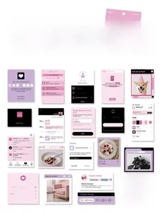 Detailed close-up of 40-piece pink social media UI stickers for DIY planners