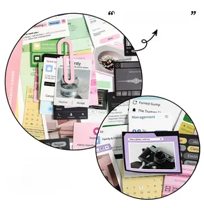Macro detail of social media UI stickers with chat bubbles and matte finish for journaling