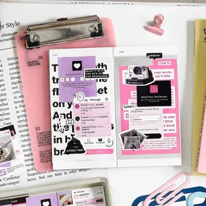 Aesthetic scrapbooking sticker pack with social media pop-up designs and quotes