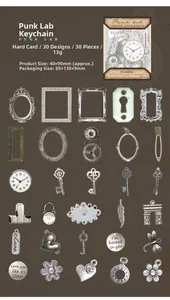 Macro display of 30 vintage punk style hollowed-out hard cards for DIY scrapbooking