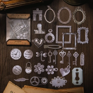 Retro Punk Lab DIY scrapbooking set with vintage metal charms and hollow card material