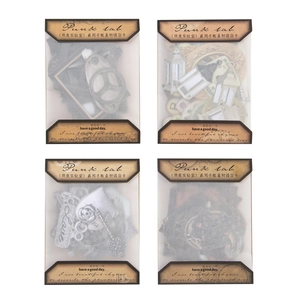 Retro punk laboratory hollow paper cards featuring gears and lamps for DIY scrapbooking