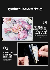 Waterproof PET rose stickers with high-definition printing and easy self-adhesive backing