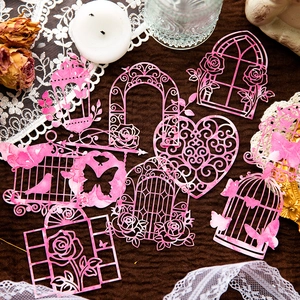 Vintage Laser Cut Scrapbooking Stickers Hollow Gilded Specialty Paper Material For DIY Journaling Craft Junk Journal Decor