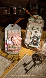 Dettagli di etichette collage vintage fatte a mano con fiori e decorazioni ingranaggi