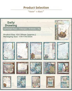 Macro detail of Anne's Diary scrapbooking paper featuring vintage art and floral designs