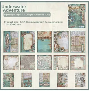 Detail of 30 vintage steampunk theme decorative papers for scrapbooking journals